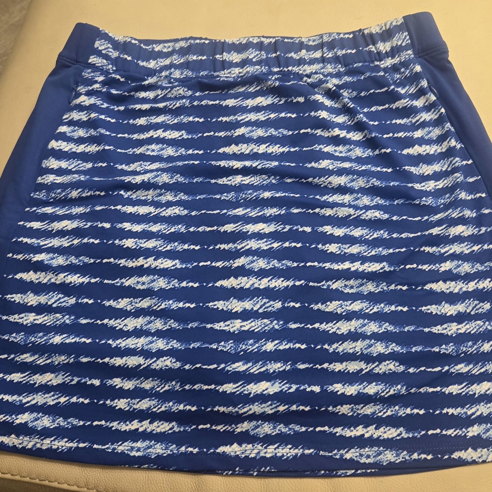 Striped Blue Mini Skirt with Side Panels